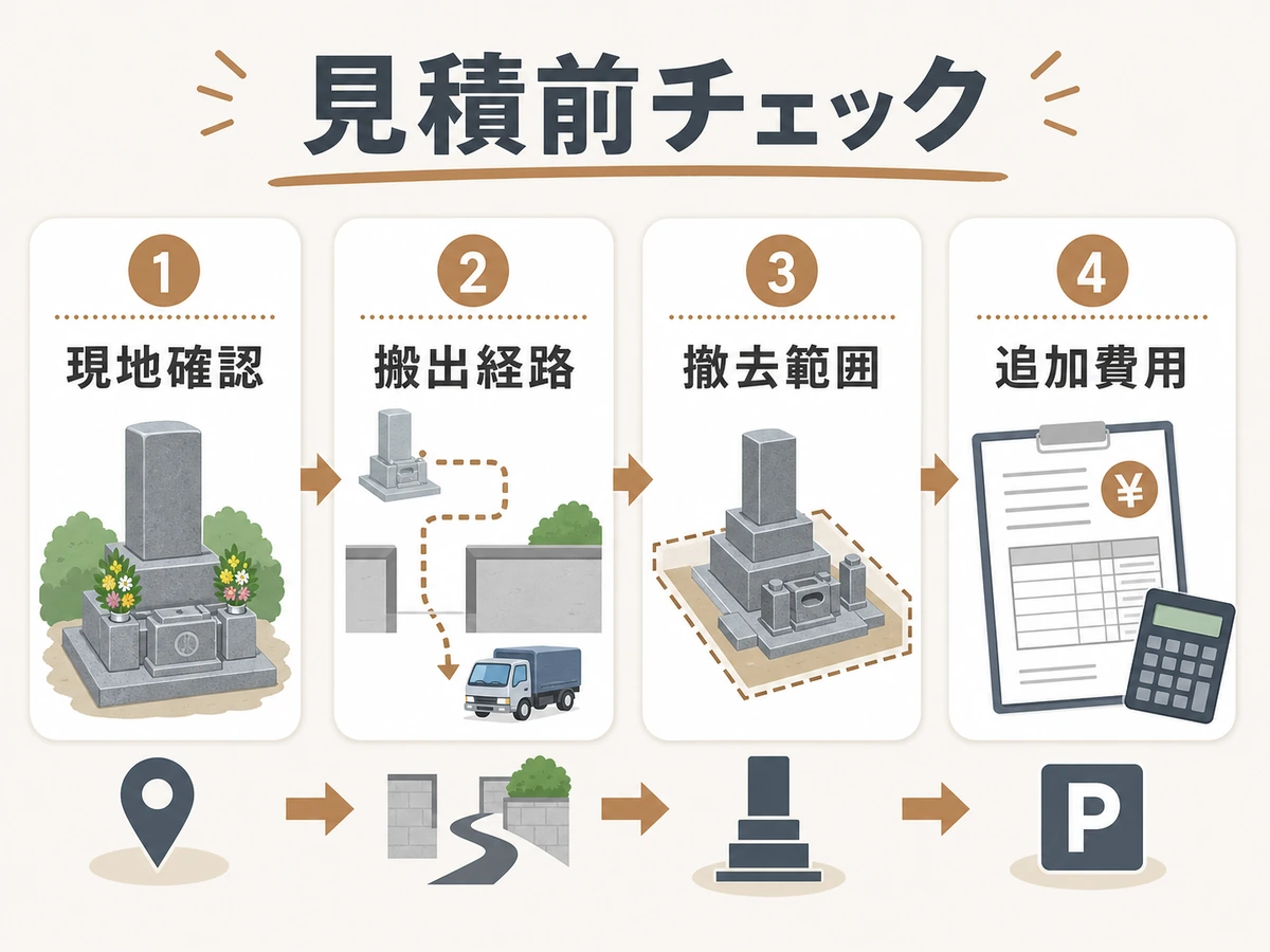 石材店の見積もり前に確認する現地条件と追加費用のチェックフロー