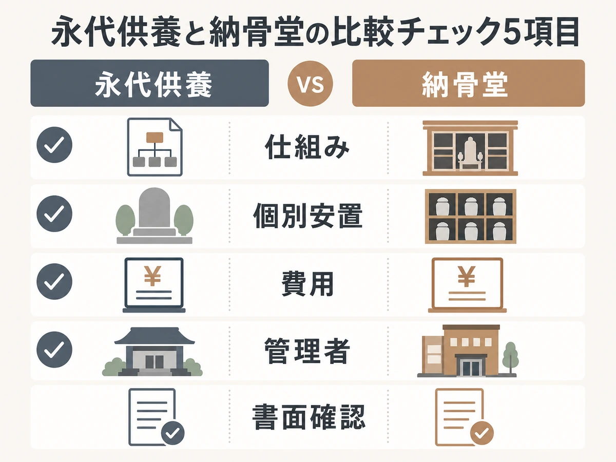永代供養と納骨堂を比較する5つの確認項目
