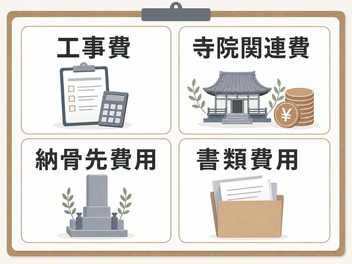 墓じまいの見積もりで分けて見る費用項目
