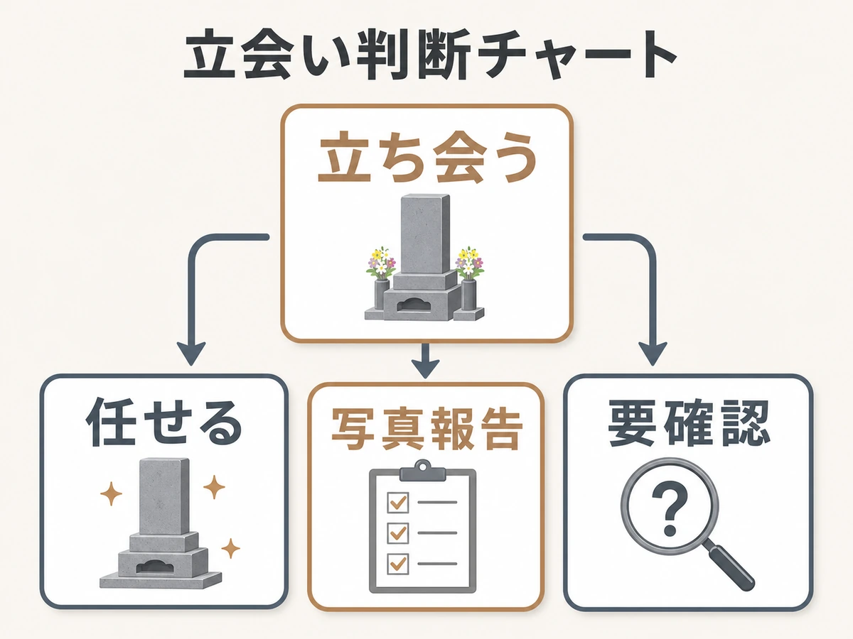 墓石撤去で立ち会うか任せるかを整理する判断チャート