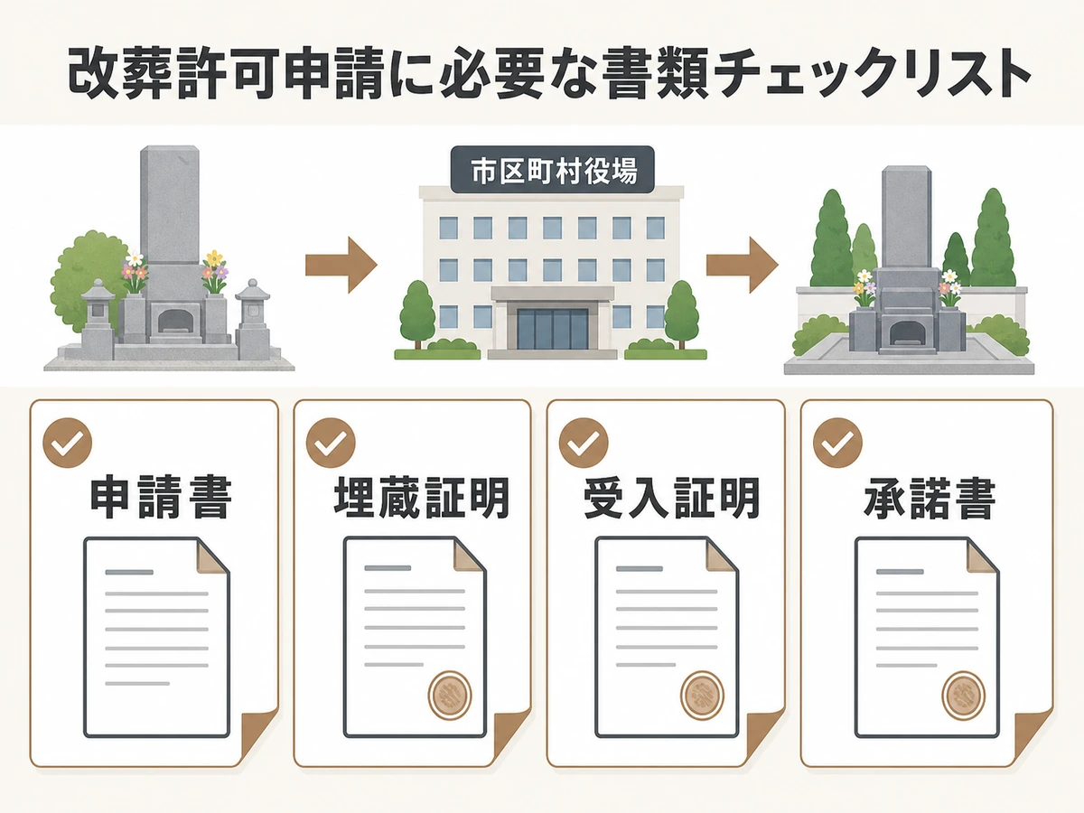 改葬許可申請で確認する申請書や証明書の図解