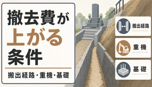 墓じまいの撤去費用が高くなる条件｜山の上・狭い通路の見積もり確認