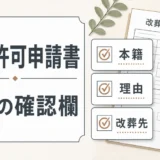 改葬許可申請書の3つの確認欄を示すサムネイル
