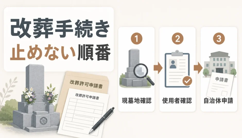 改葬手続きが進まない時に確認する順番を示す図解