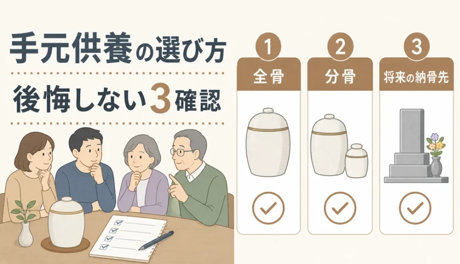 手元供養の選び方と後悔しないための確認項目を示す図