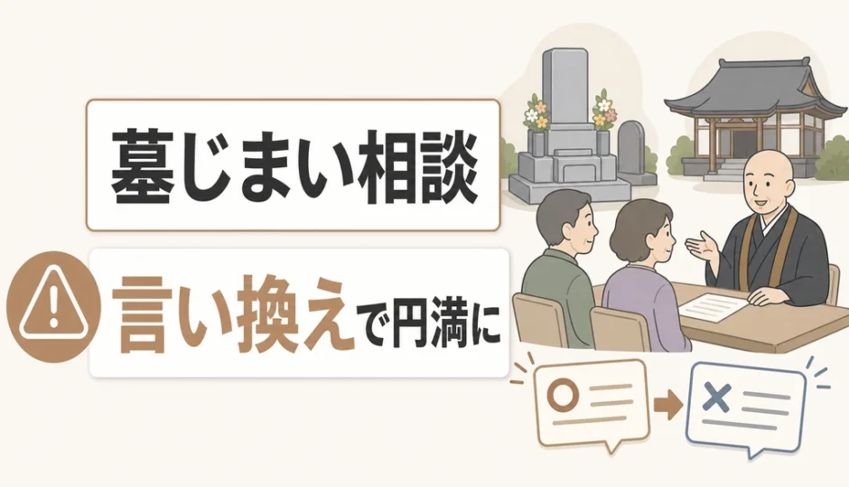 墓じまい相談で避けたい言葉と言い換えのポイントを示すサムネイル