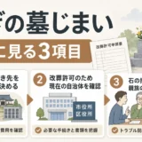 急ぎの墓じまいで最初に確認する3項目を示す図解