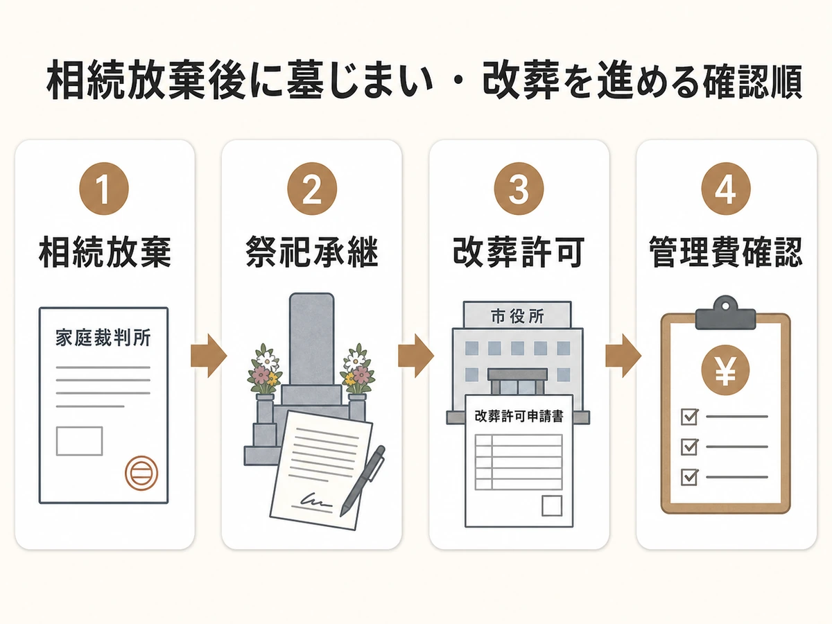 相続放棄後に墓じまいと改葬を進める確認順
