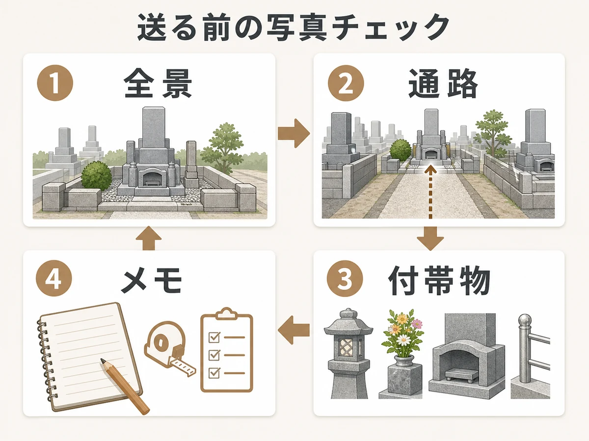 墓じまいの写真見積もりで送る前の写真チェック