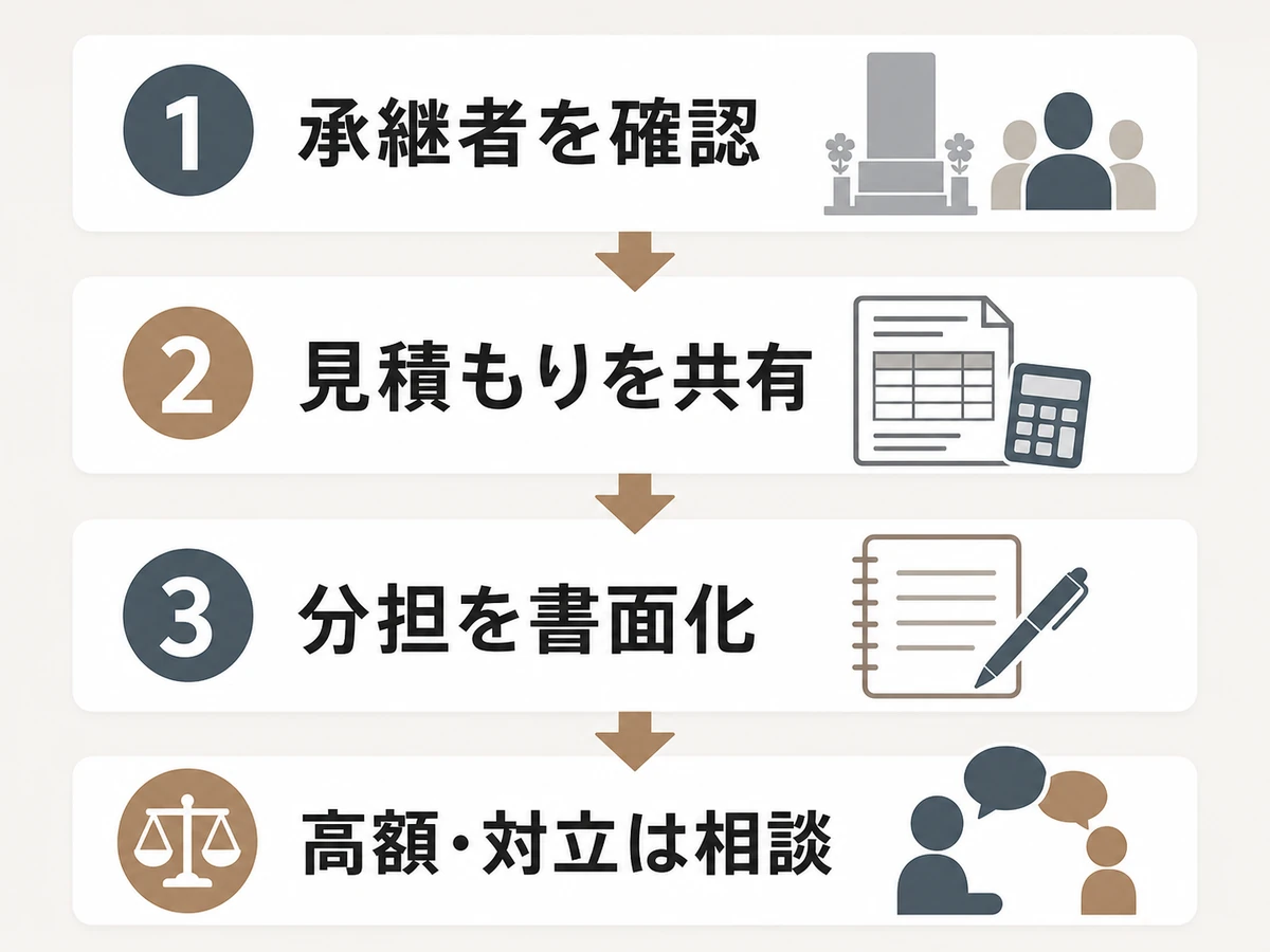 承継者確認から見積もり共有と分担書面化までの流れ