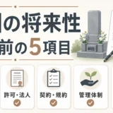 霊園の将来性を契約前の5項目で確認するチェックボード