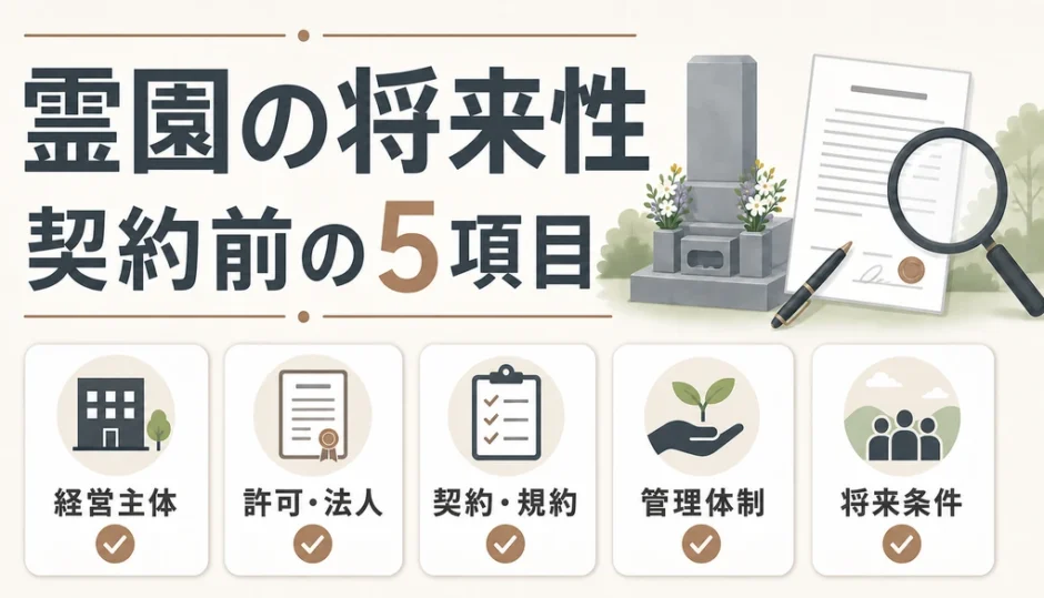 霊園の将来性を契約前の5項目で確認するチェックボード