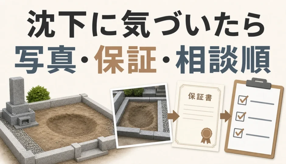 墓石撤去後の地面沈下で写真・保証・相談順を確認するイメージ