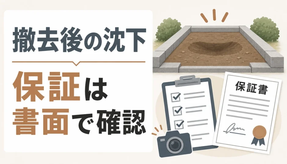 墓石撤去後の沈下は保証を書面で確認することを示すサムネイル