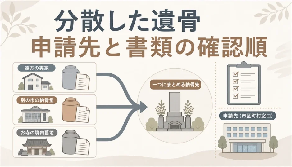 分散した遺骨を一つにまとめる改葬手続きの確認順