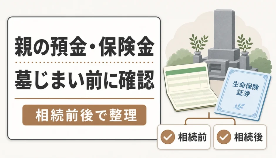 親の預金・保険金を墓じまい費用に使う前の確認を示す図