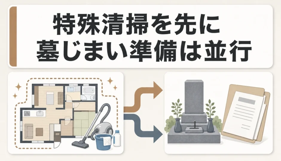 特殊清掃を先に行い墓じまい準備を並行する実家整理の流れ