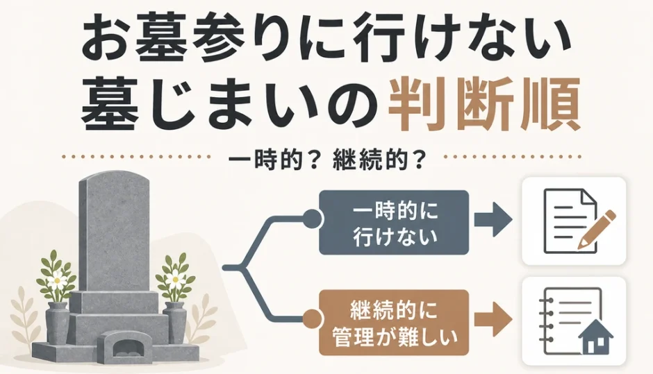 お墓参りに行けないときの墓じまい判断順を示す図