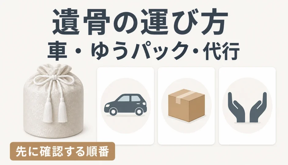 遺骨を自家用車・ゆうパック・代行で運ぶ前の確認順