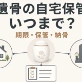 遺骨の自宅保管の期限・保管・納骨を示す図