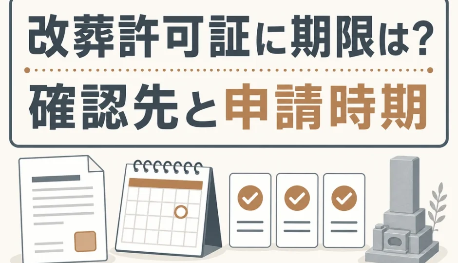 改葬許可証の期限と確認先・申請時期を示す図