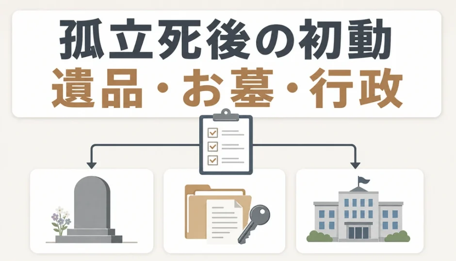 孤立死後に遺品・お墓・行政の対応を分けて確認する初動図