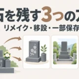 墓石を残す三つの方法を示すカード