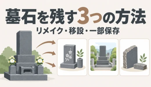 墓石を残す三つの方法を示すカード